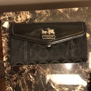 Black Coach Signature Trifold Wallet